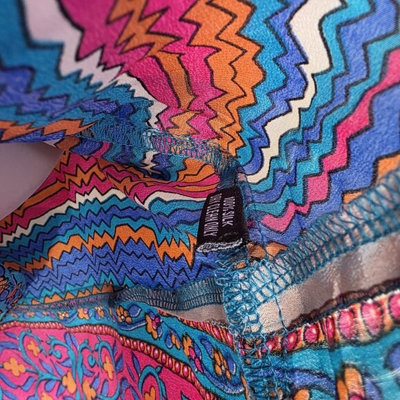 Tolani Size Medium Striped 100% Silk 3/4 Sleeve Fluttery Shirt Blouse Boho - Picture 4 of 8